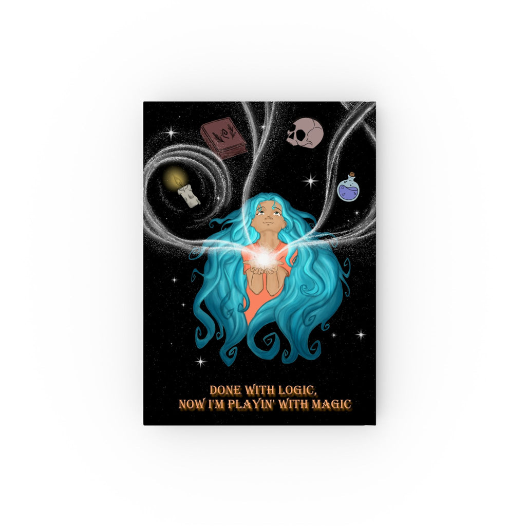 “Done with Logic, Now I’m Playin’ with Magic” — Hardback Magical Notebook shown in gallery position 1 with vibrant fantasy cover art