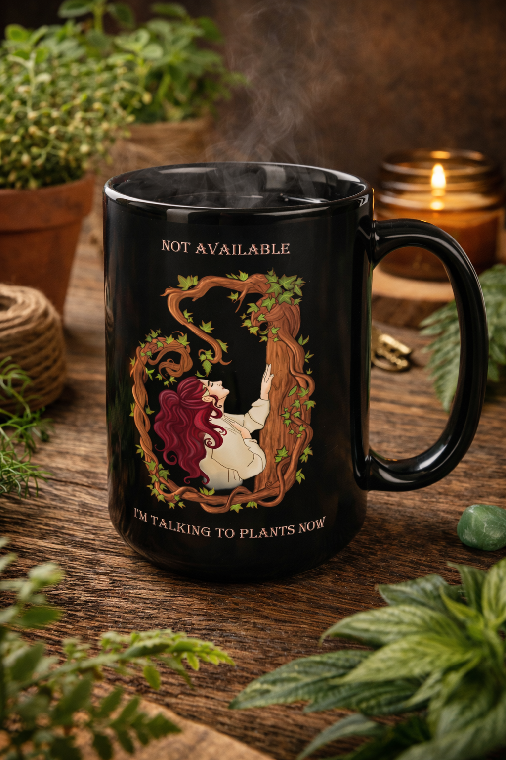 "Premium quality ceramique mug 15 oZ featuring whimsical mystical design by little Rituals"